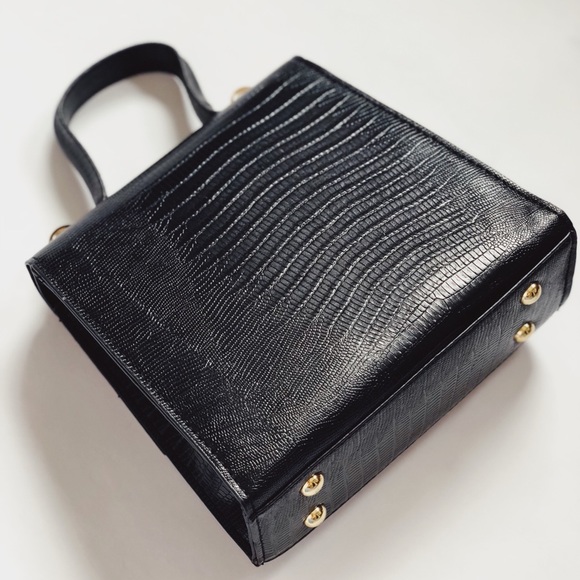 Veil Black Croc Vegan Top Handle Bag - Picture 6 of 8